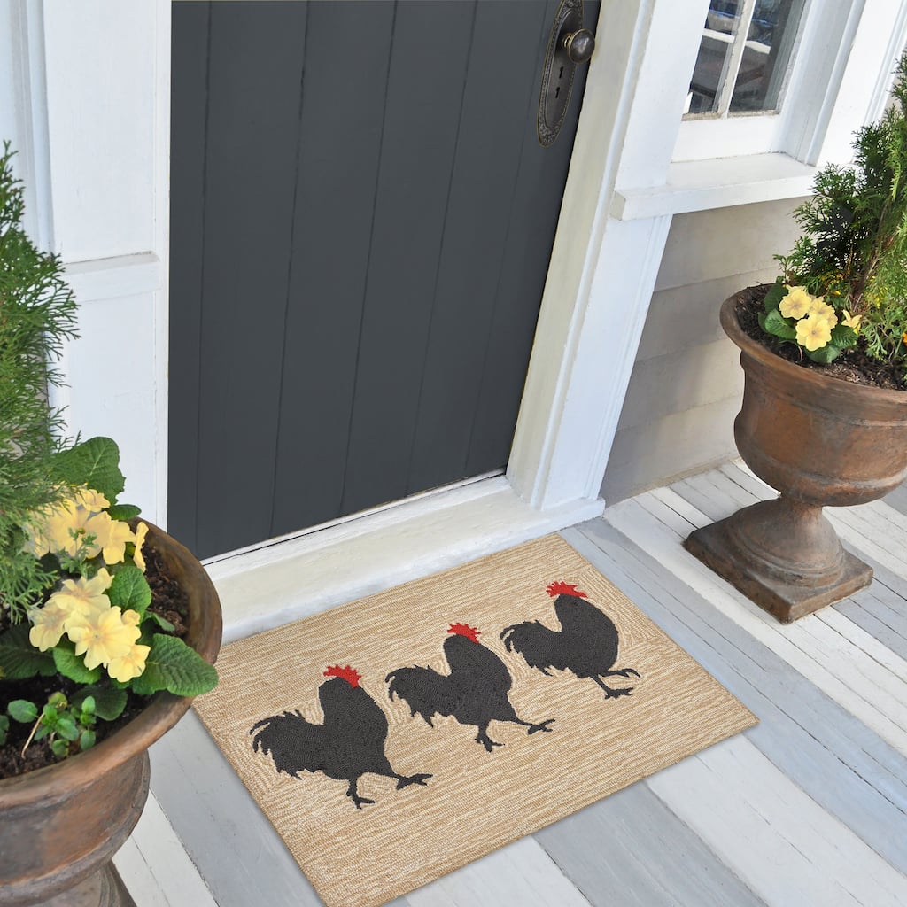 Liora Manne Frontporch Roosters Indoor/Outdoor Rug