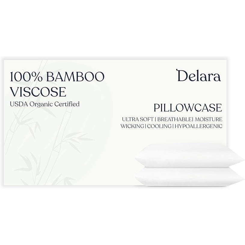 Delara Viscose Derived from Bamboo Pillowcases, Ultra-Soft, Cooling & Breathable Pillowcase Set