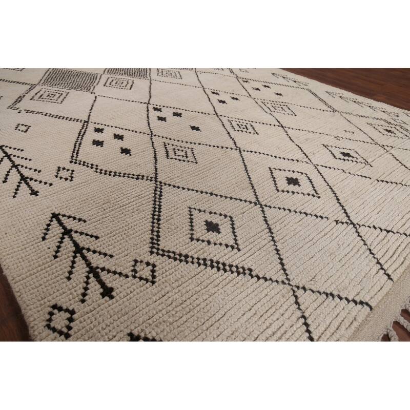 All-Over Trellis Moroccan Area Rug Handmade Wool Carpet - 5'7"x 9'4"