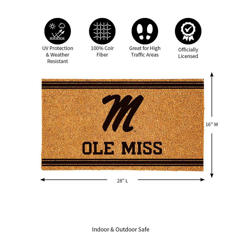Ole Miss Monochrome Indoor/Outdoor Coir Door Mat
