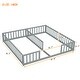 preview thumbnail 19 of 31, Double Twin Size Pine Wood Floor Bed with Guardrails