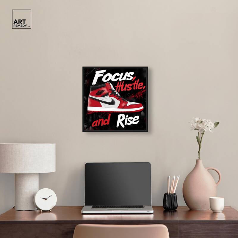 Hustle and Rise Sneaker Red Canvas by Art Remedy