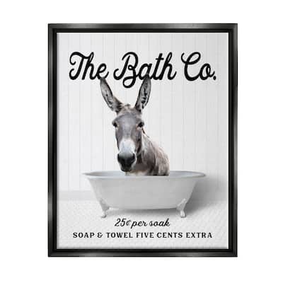 Stupell Vintage Bath Ad Donkey Framed Floater Canvas Wall Art Design by Lettered and Lined