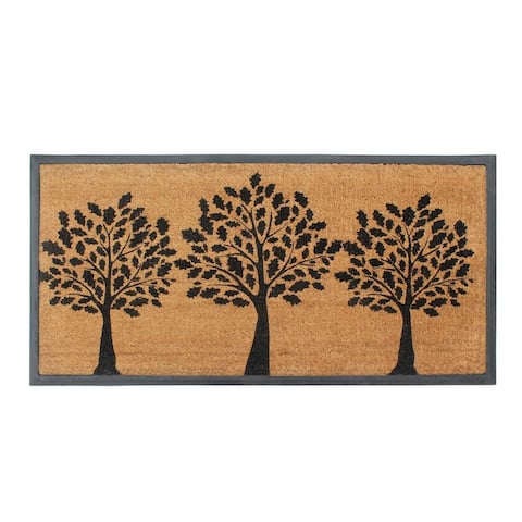 A1HC- Designer Hand-Crafted Rubber Coir Molded Double/Single Door Mat, Perfect and More Functional Size 24x48 Inch