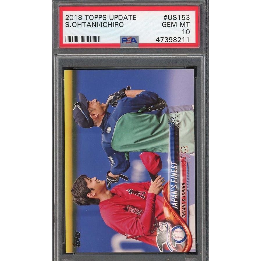 Shohei Ohtani Ichiro Suzuki 2018 Topps Update Baseball Rookie Card #US153 Graded PSA 10 - 8'6" x 11'6"