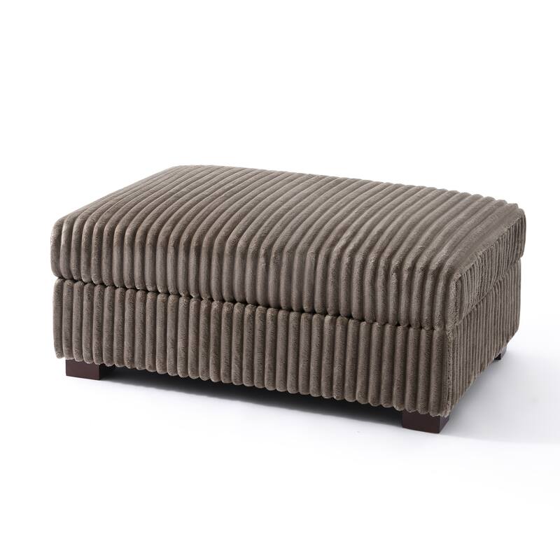 41" W Plush Corduroy Upholstered Rectangular Ottoman