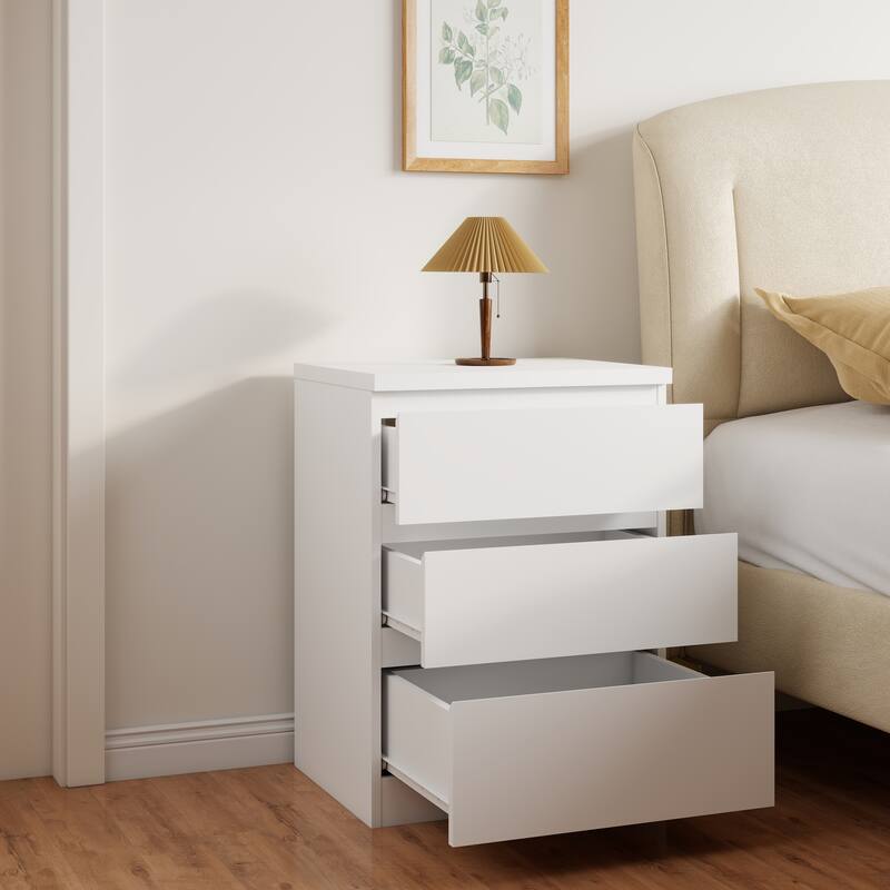 19.7-Inch Nightstand with 3 Drawers, Beside Table with Drawers Handle Free Design,Thickened Top Plate,for Bedroom,Living Room