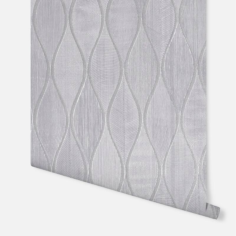 Ogee Silver Heavyweight Vinyl Wallpaper