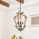 preview thumbnail 6 of 6, The Gray Barn Hester Gulch 3-light Wood Chandelier Foyer Hanging Lantern - W 16.5"x H 29"