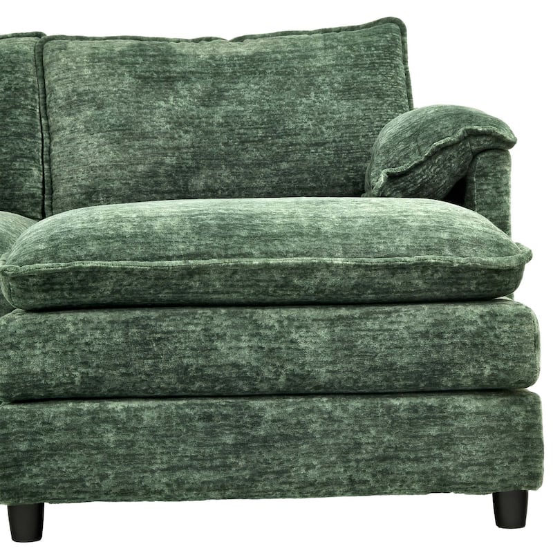 142 Inch Modular Velvet Sectional Sofa with Movable Ottoman Pillow Armrest and Deep Seats for Living Room Apartment or Office