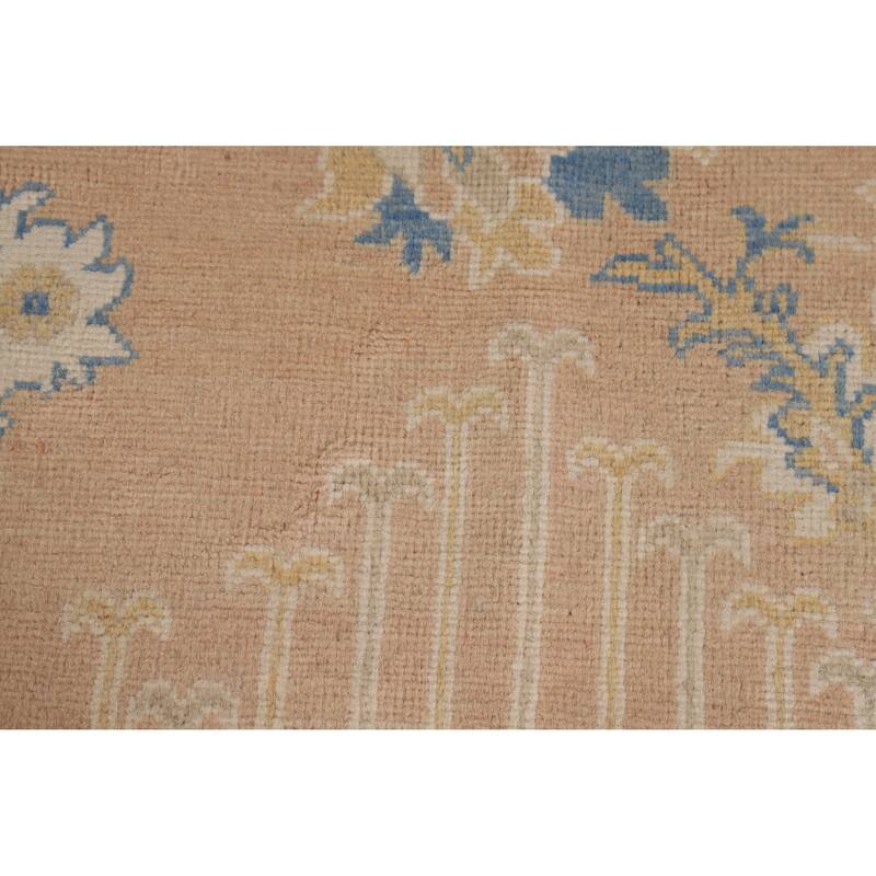Hand Knotted Oriental 100% Wool Carpet Transitional All-Over Peach Oushak Area Rug - 10' 1'' X 8' 3''