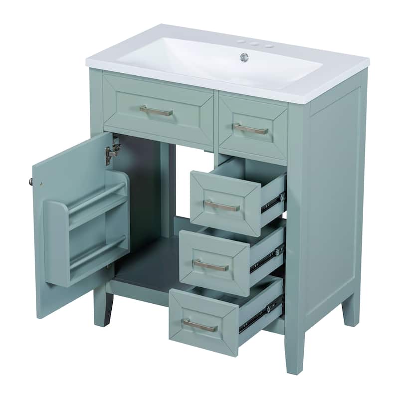 Bathroom Vanity with Single Sink, Bathroom Storage Cabinet with 3 Drawers, Bathroom Vanities with Soft Closing Cabinet Door