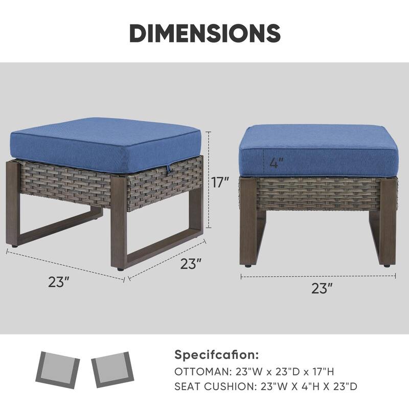 Gymojoy Outdoor Rattan Wicker Ottoman Seat Weather-resistance