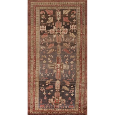 Meshkin Persian Vintage Runner Rug Handmade Wool Carpet - 4'3" x 9'5"