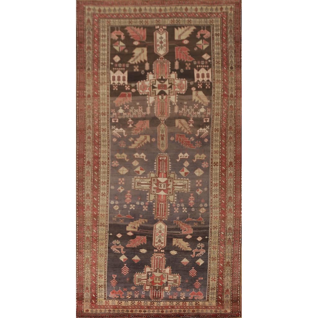 Meshkin Persian Vintage Runner Rug Handmade Wool Carpet - 4'3" x 9'5"