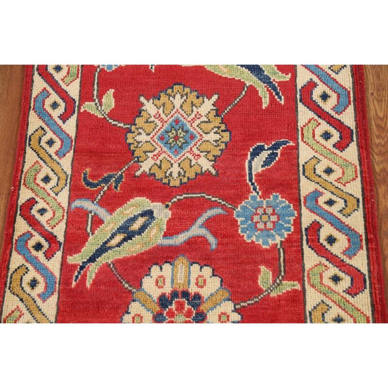 Floral Red Kazak Oriental Foyer Rug Handmade Wool Carpet - 2'0" x 3'0"