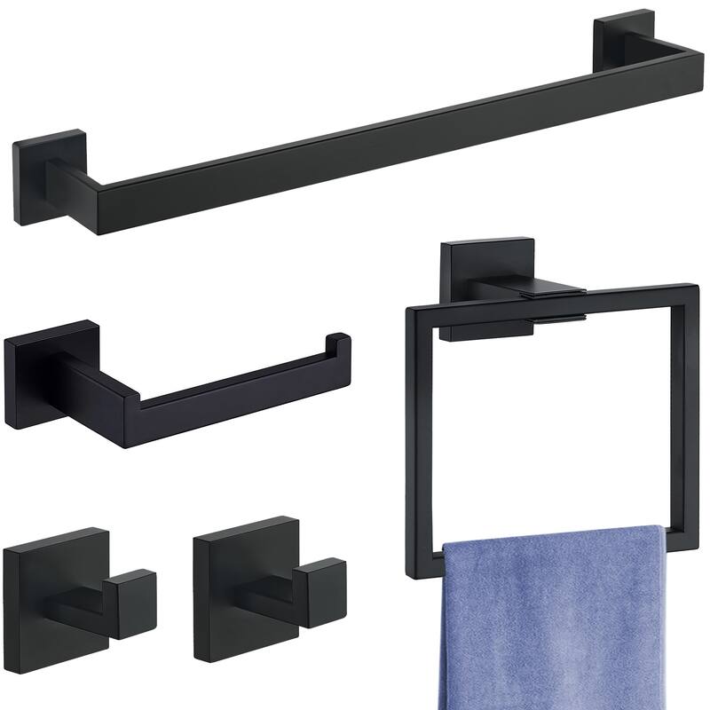 5-Piece Bathroom Hardware Set - Satin Black