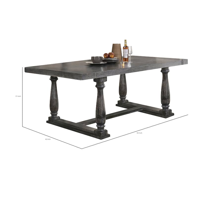 Transitional Style Wooden Dining Table with Trestle Base, Gray