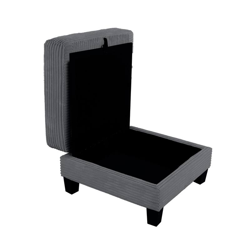 31" Contemporary Rectangular Fabric Storage Ottoman