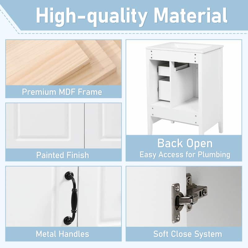 24-Inch Bathroom Vanity with Sink, One Cabinet with Soft-Closing Door, 3 Soft-Closing Drawers