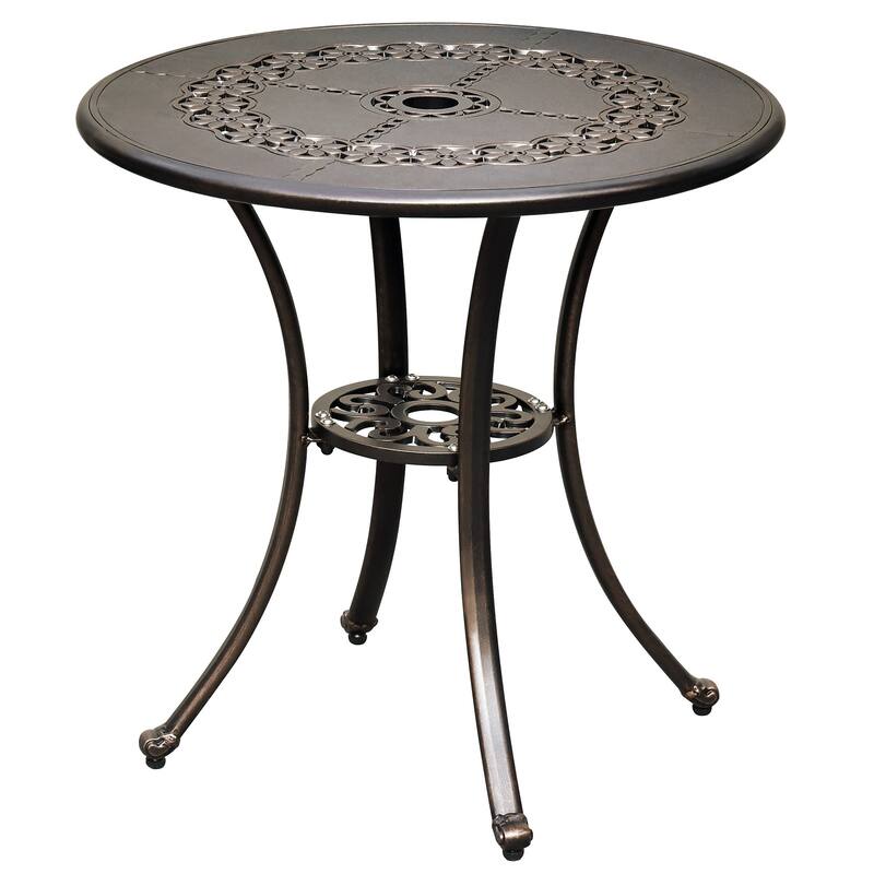 Moasis 25" Outdoor Round Cast Aluminum Dining Table with Umbrella Hole