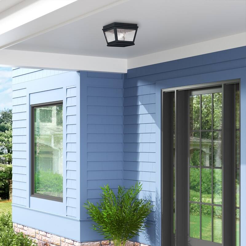 Livex Lighting 2-light Black Finish Outdoor Ceiling Mount, 2611-04 - 8" SQ. x 6" H