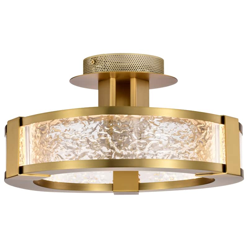 Darrow - 13 Inch LED Semi Flush - Vintage Brass - Acrylic Panels - Vintage Brass