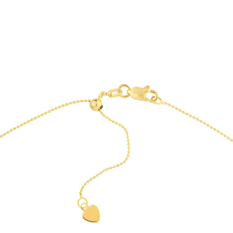 Curata 14k Yellow Gold Double Strand Connecting Bead Adjustable Choker Necklace (Lobster), 17"