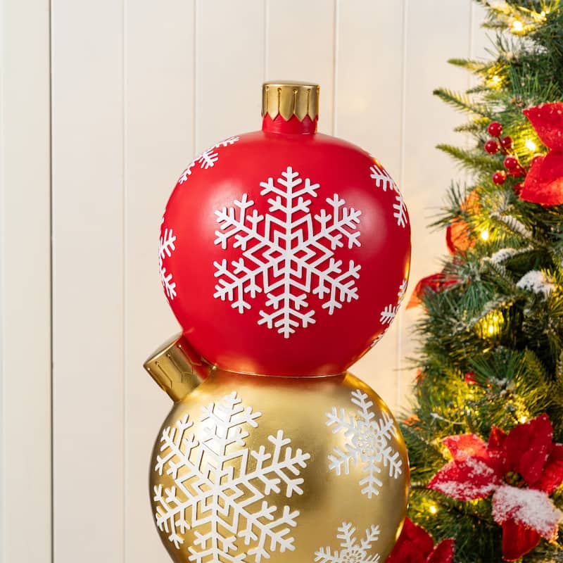 Glitzhome 36.25"H Christmas Resin Stacked Ornament Porch Decor