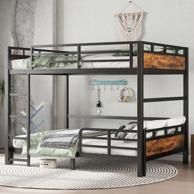 Metal Separable Bunk Beds,Black+Vintage