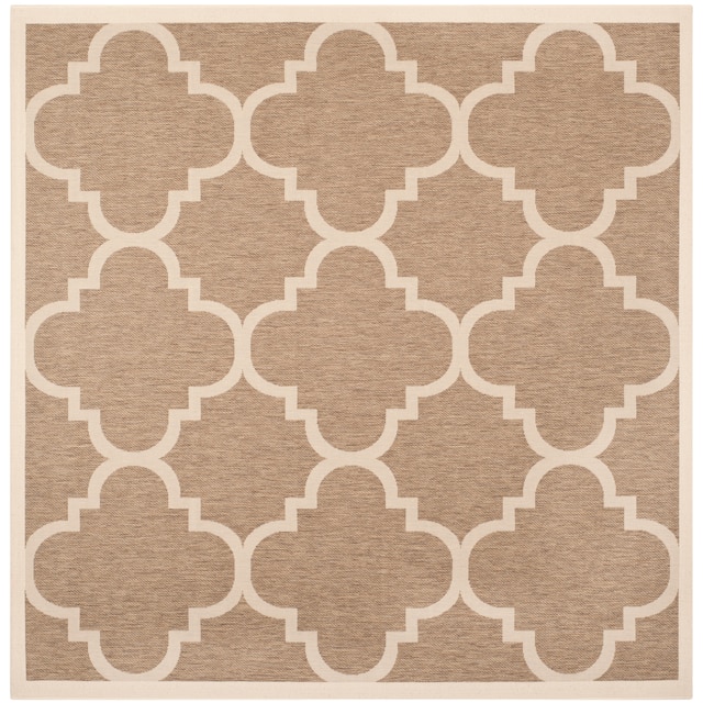 SAFAVIEH Courtyard Maryanne Indoor/ Outdoor Waterproof Patio Backyard Rug - 7'10" x 7'10" Square - Brown
