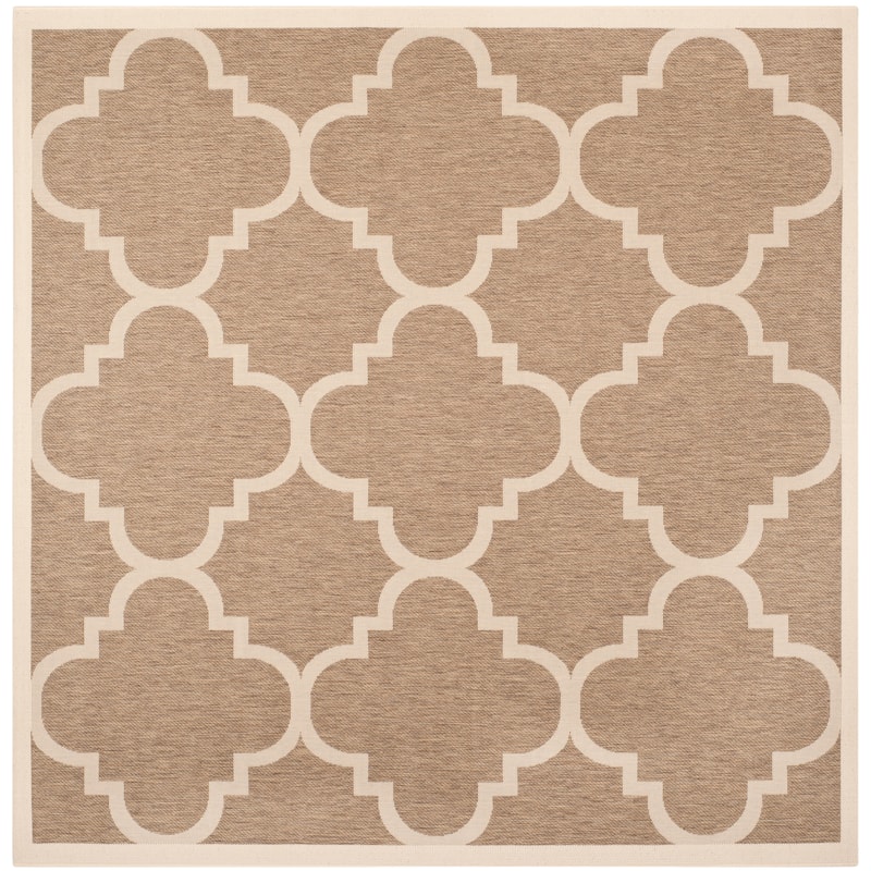 SAFAVIEH Courtyard Maryanne Indoor/ Outdoor Waterproof Patio Backyard Rug - 7'10" x 7'10" Square - Brown