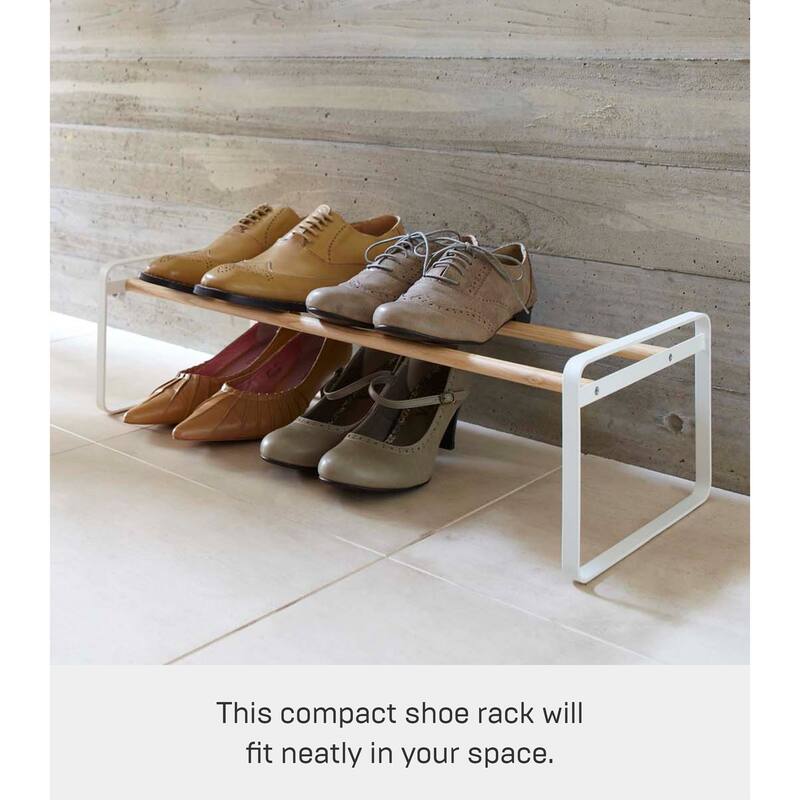 Yamazaki Home Stackable Shoe Rack, Steel, Holds up to 4 pairs of shoes per shelf, Holds 6.6 lbs