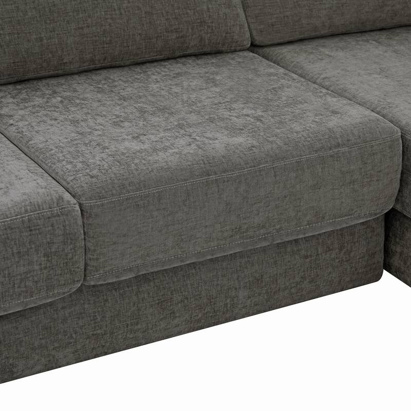 Christopher Knight Home - American Design Chenille 113" Modular Sectional Sofa with Double Layer Cushions