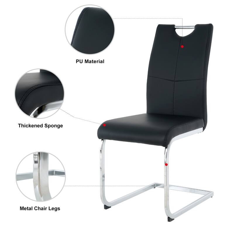 Set of 2,Dining Chairs with Faux Leather Padded Seat Upholstered Chair with Chrome Metal Legs