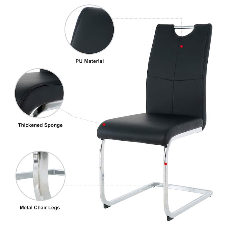 Set of 2 Modern Faux Leather Dining Chairs with Metal Legs