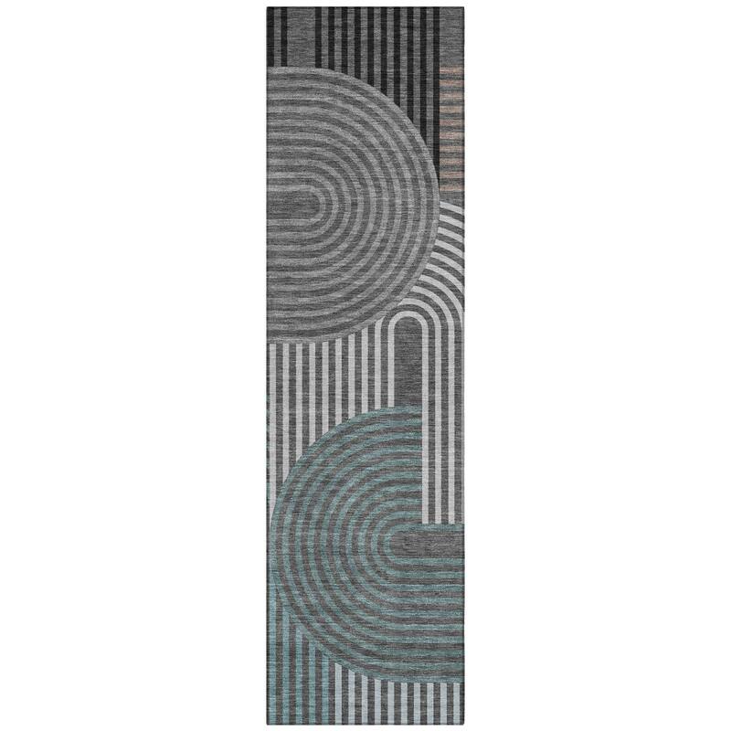 Machine Washable Indoor/ Outdoor Modern Basehor Chantille Rug