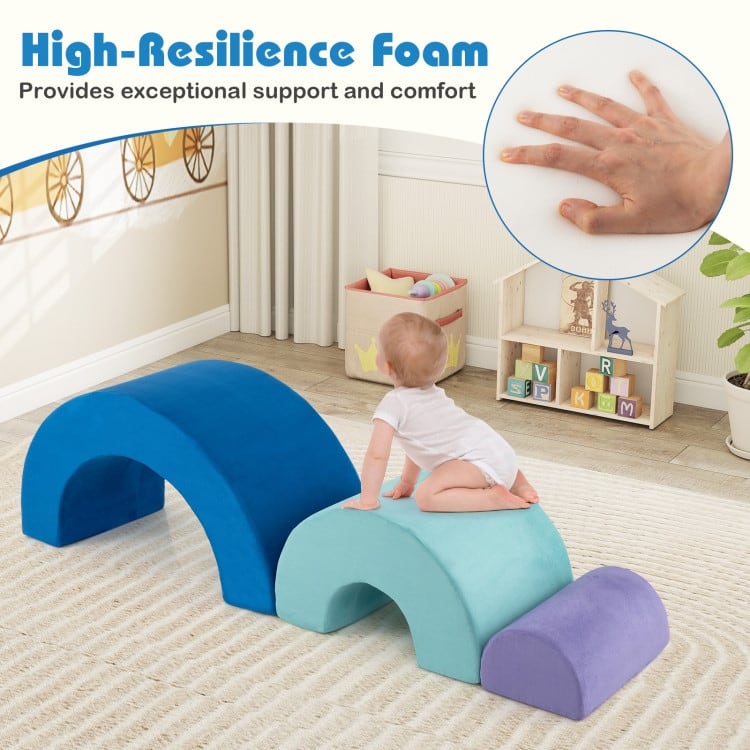 Multicolor Suede Foam Rainbow Arc Climber Set for Kids 3+ Years - Multi Color - 47" × 20" × 24"