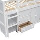preview thumbnail 11 of 9, White Twin Size Wood Low Loft Bed With Pull-Out Desk, Drawers, Cabinet, and Shelves