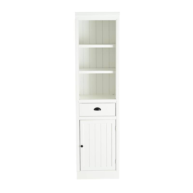 75" Wood Display Shelf with Drawer, Freestanding Book Display Cabinet Curio Storage Cabinet for Living Room, Office