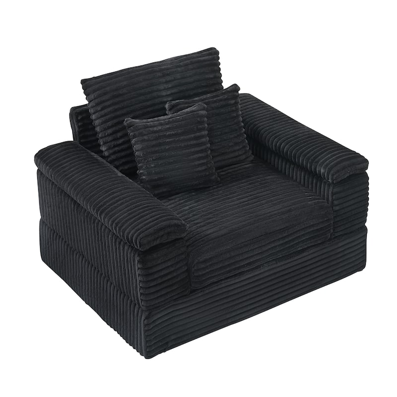 Corduroy Single Sofa Sets with 2 Throw Pillows and 500lb Weight Capacity