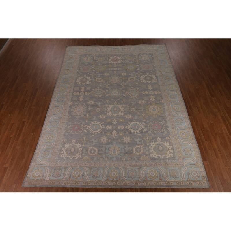 Oushak Turkish Large Area Rug Vegetable Dye Hand-Knotted Wool Carpet - 10'3"x 13'8"