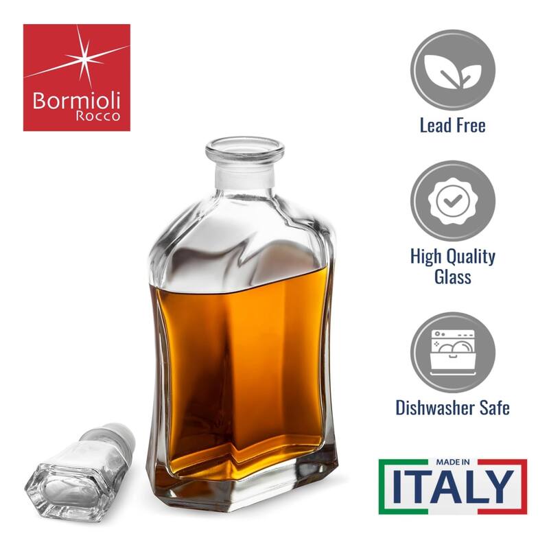 Bormioli Rocco Capitol Glass Decanter Airtight Geometric Stopper - 23.75 oz