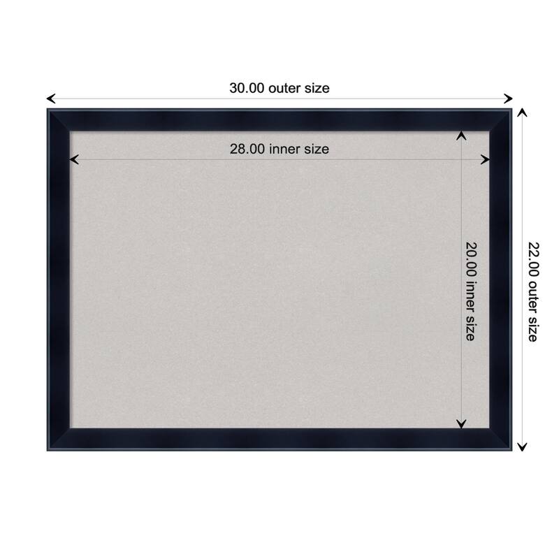 Madison Black Wood Framed Grey Corkboard Bulletin Board - Board Size 28x20