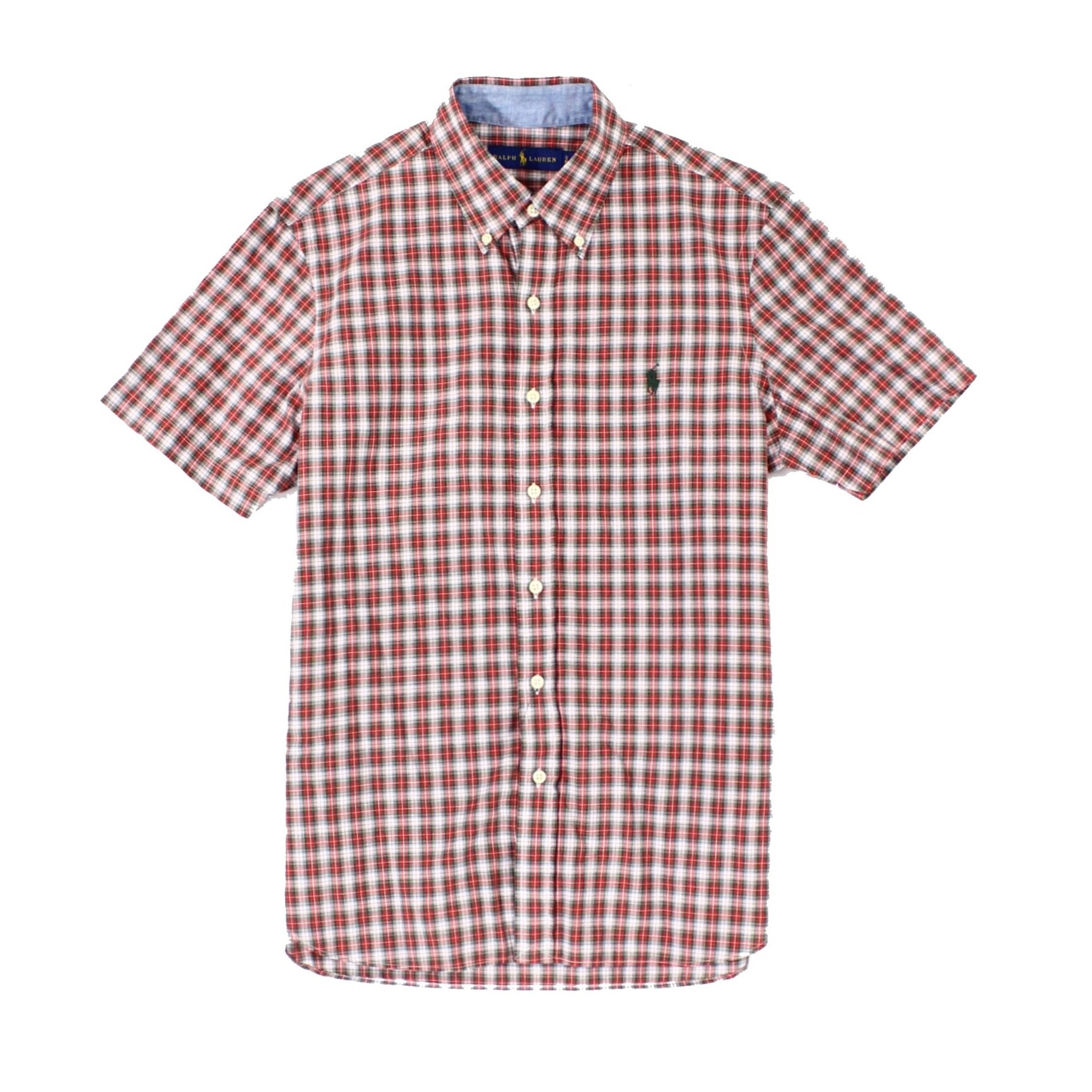 red plaid polo button down