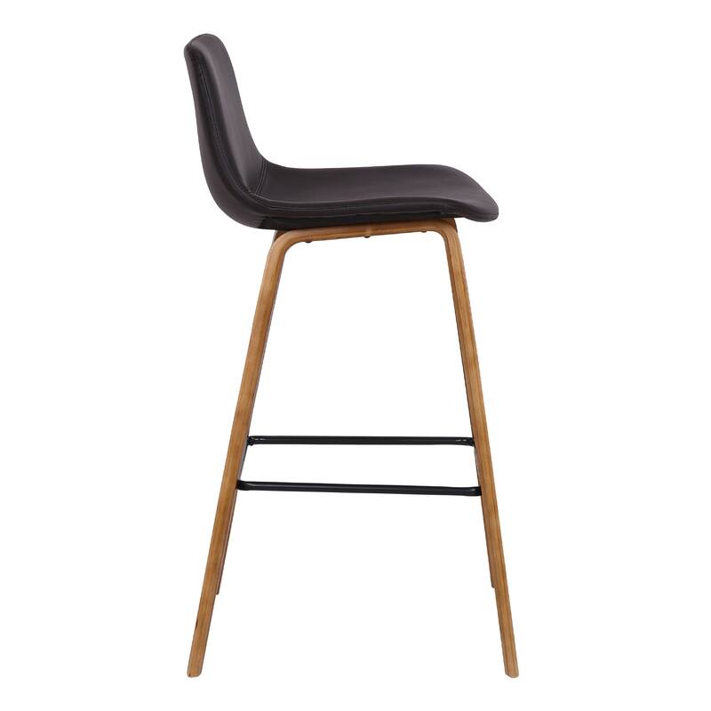 HomeRoots 26" Brown Faux Leather And Low Back Counter Height Bar Chair - 18