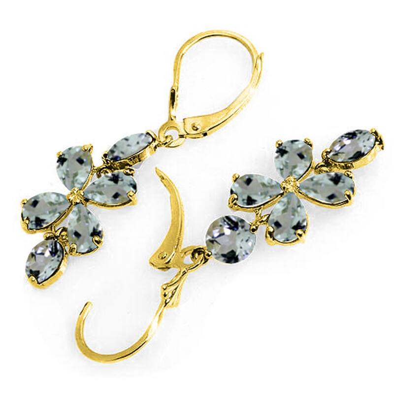 5.32 Carat 14K Solid Gold Chandelier Gemstone Earrings Aquamarine