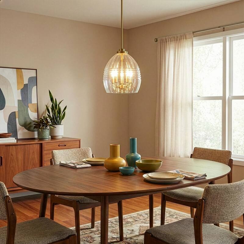 Yert 5-Light Pendant Hanging Light with Clear Glass - Gold