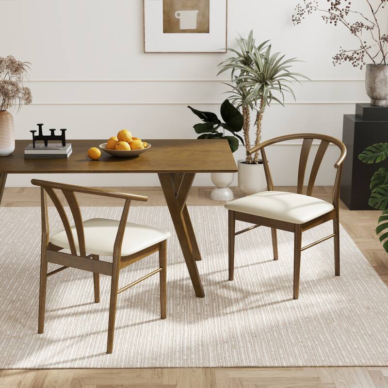 Roundhill Furniture Lavin Modern 5-Piece Dining Set, Walnut Finished Dining Table with 4 Curved Back Chairs