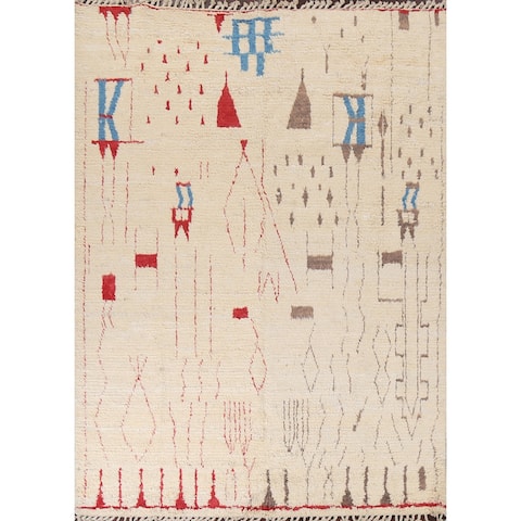 Tribal Geometric Moroccan Area Rug Wool Hand-knotted Oriental Carpet - 8'0" x 10'2"